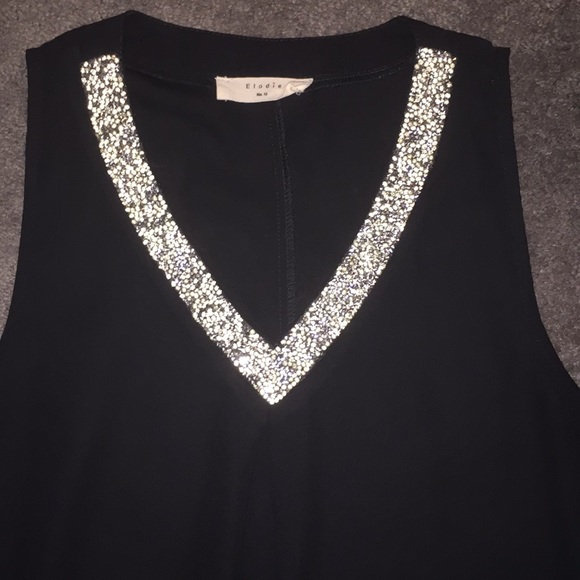 Black rhinestone sleeveless top - Picture 3 of 6